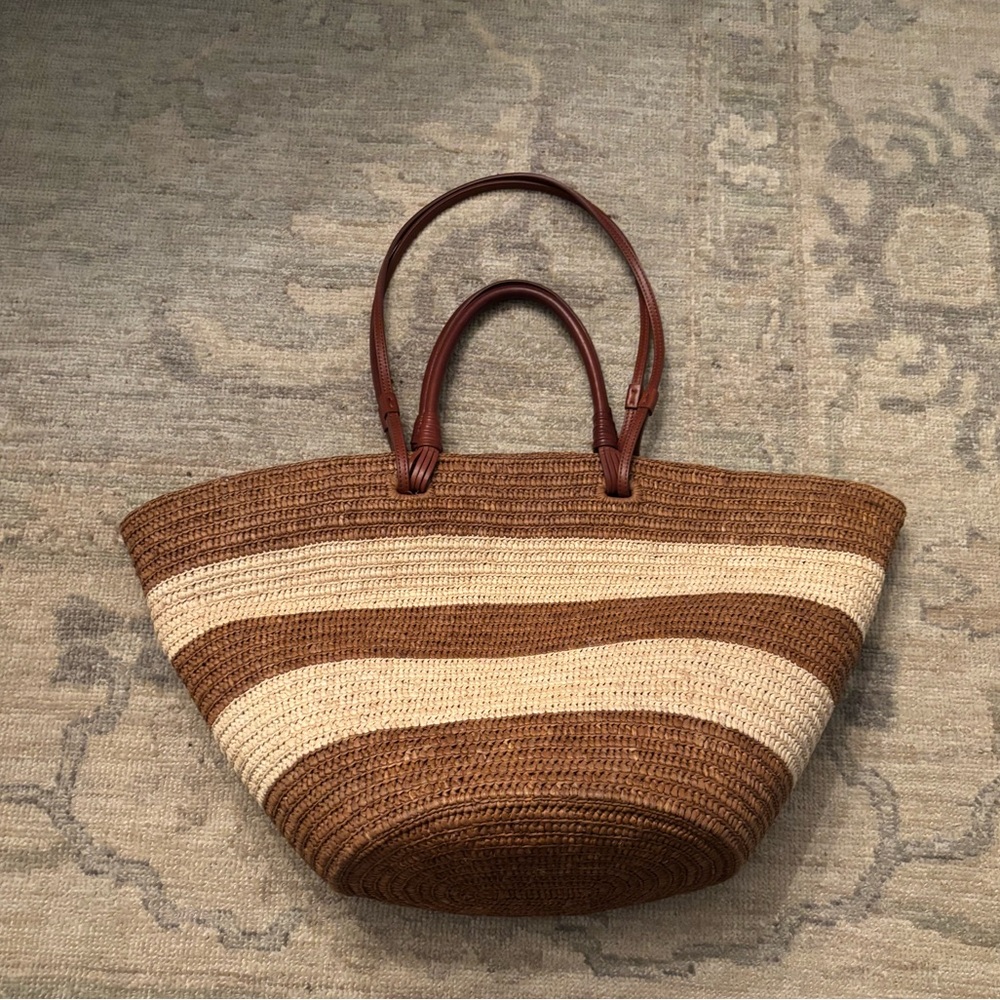 Sezane Raffia Striped Tote - Brown and Tan - Picture 10 of 10